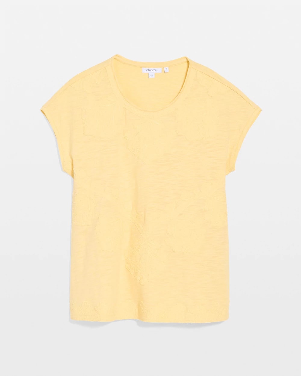 Chico's Monochrome Embroidered Cap-Sleeve Tee