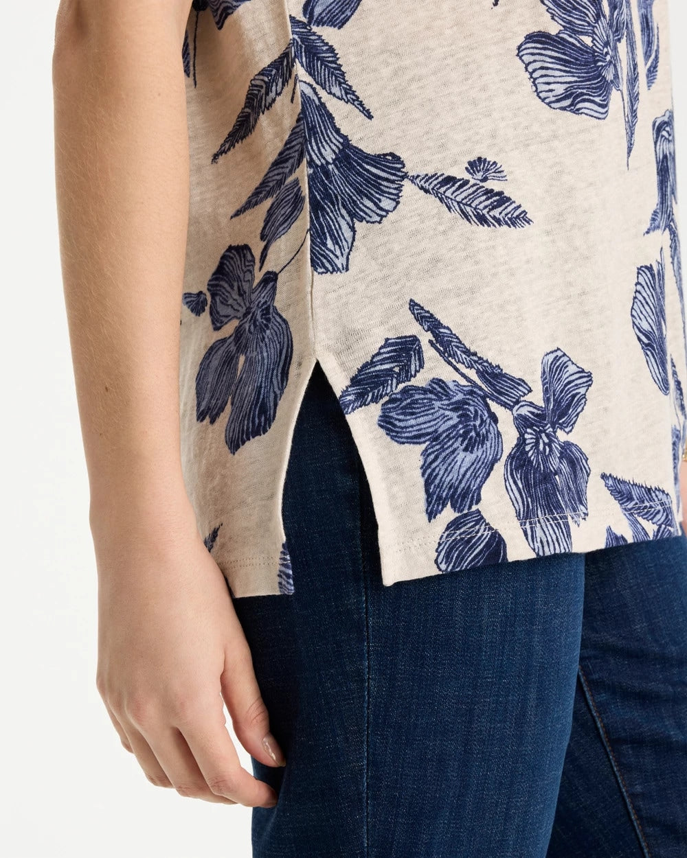 Chico's Floral Linen Dolman Tee