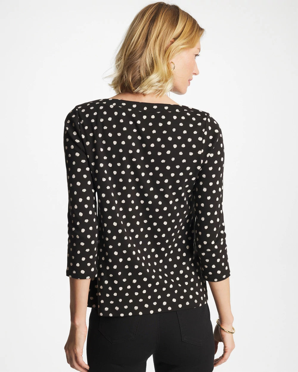 Chico's Polka Dot Pima 3/4 Sleeve Tee