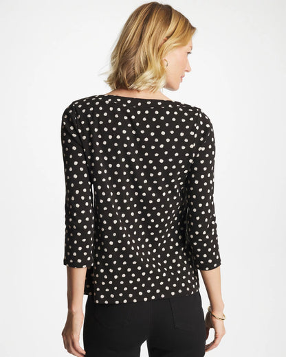Chico's Polka Dot Pima 3/4 Sleeve Tee
