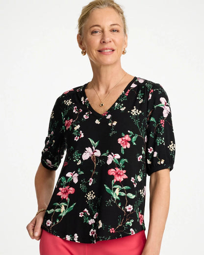 Chico's Kyoto Shirred Elbow Sleeve Tee