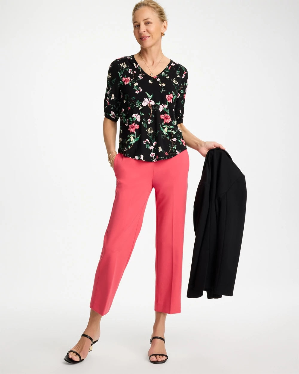 Chico's Kyoto Shirred Elbow Sleeve Tee