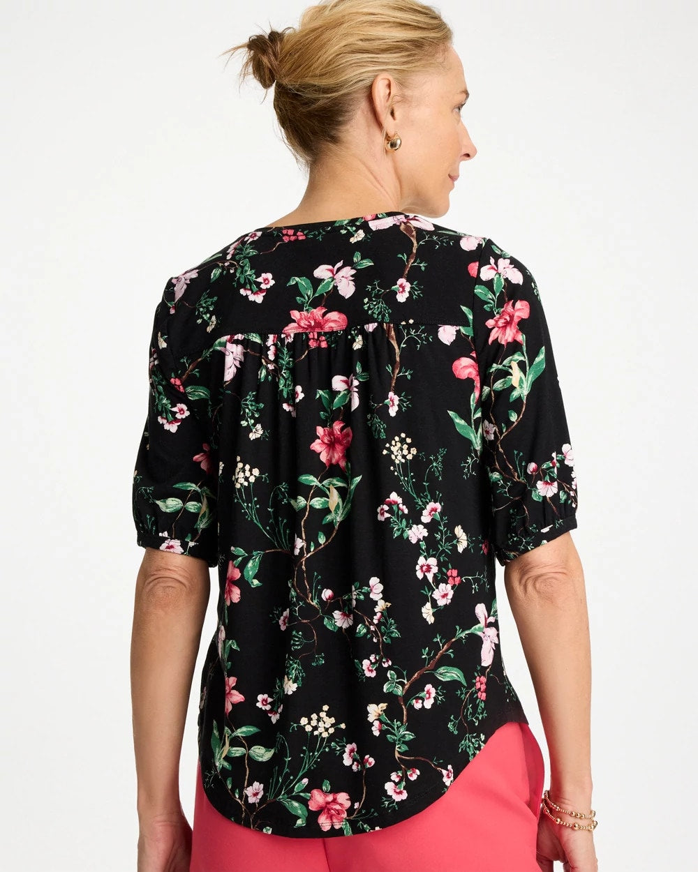Chico's Kyoto Shirred Elbow Sleeve Tee