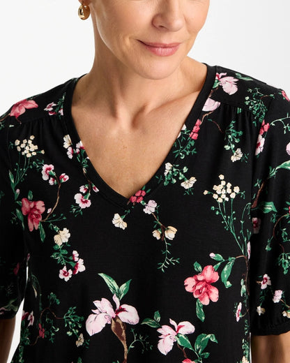 Chico's Kyoto Shirred Elbow Sleeve Tee
