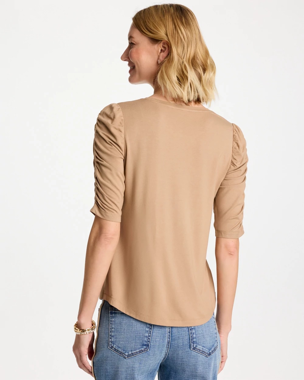 Chico's Touch of Cool™ Ruched Sleeve Knit Tee