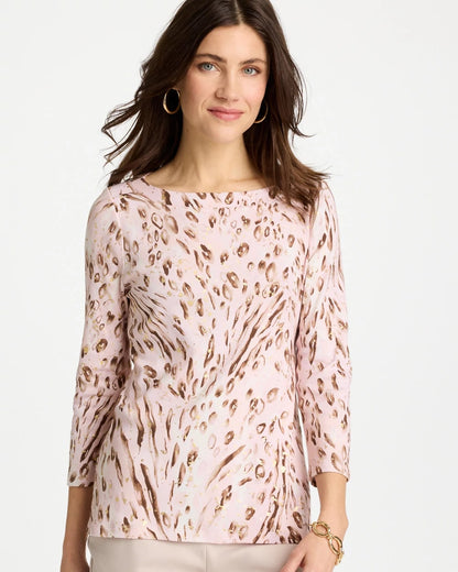 Chico's Animal Foiled Pima 3/4 Sleeve Tee