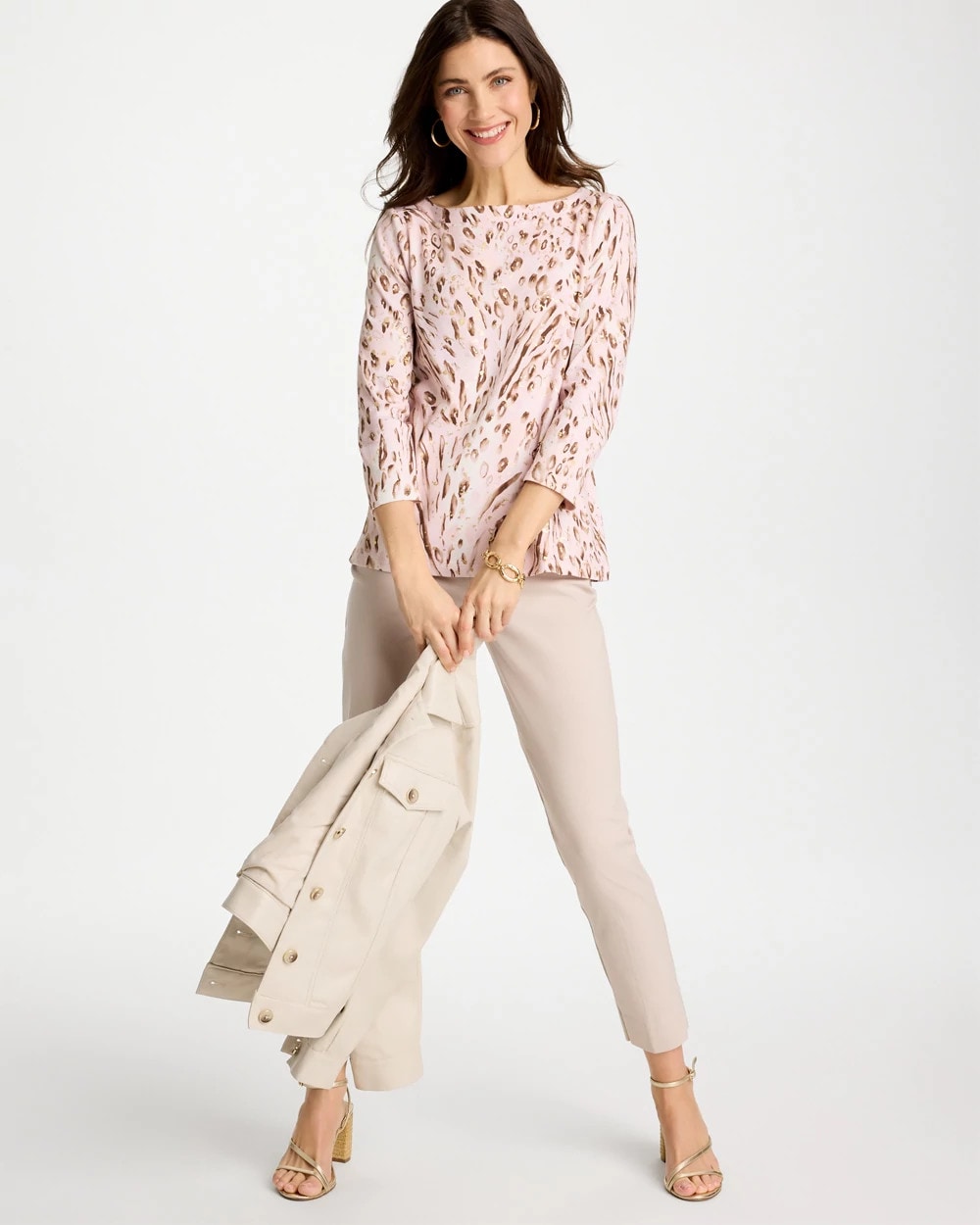 Chico's Animal Foiled Pima 3/4 Sleeve Tee