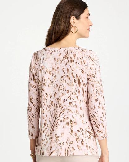 Chico's Animal Foiled Pima 3/4 Sleeve Tee