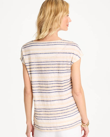 Chico's Striped Linen Dolman Tee