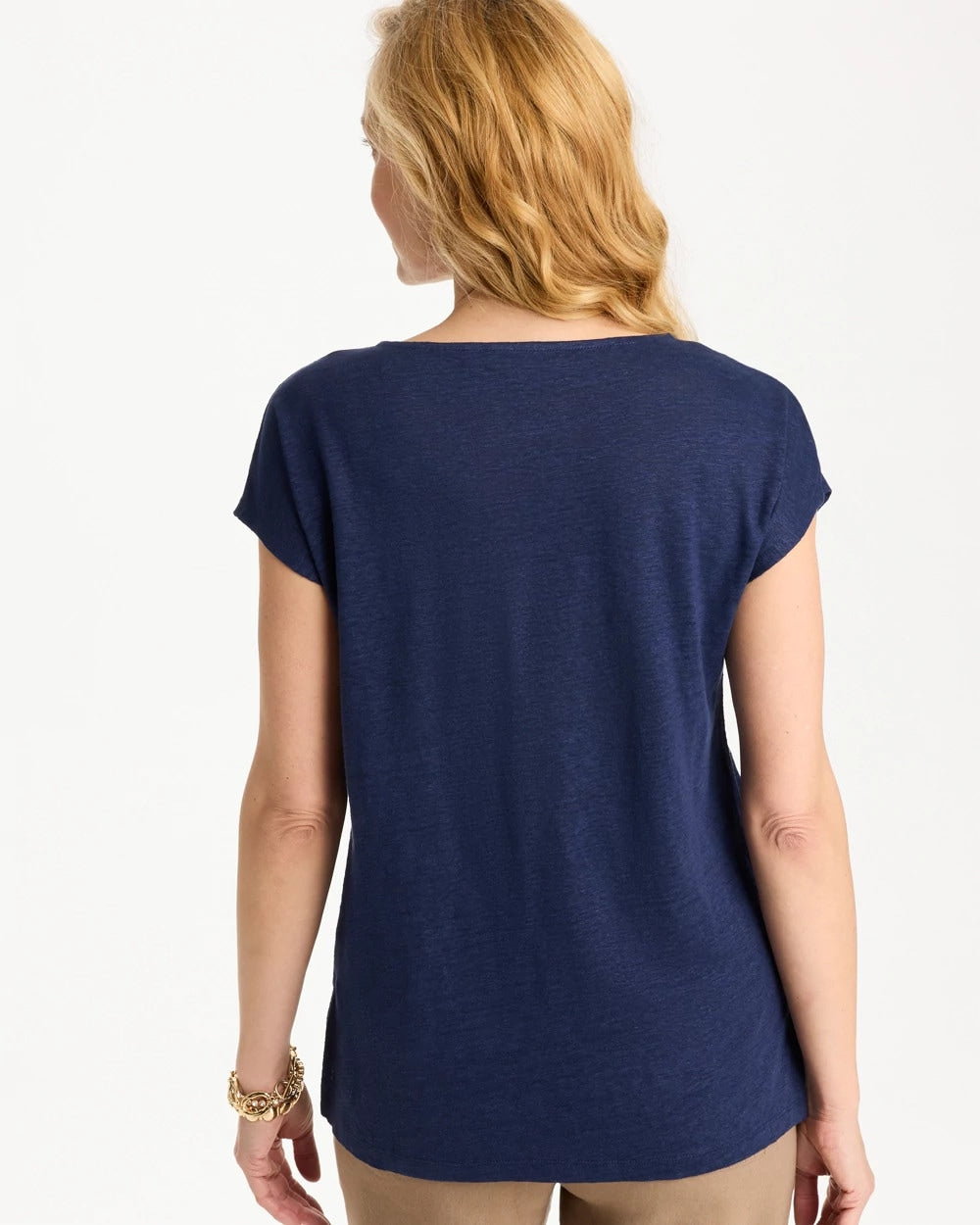 Chico's Embroidered Linen Dolman Tee