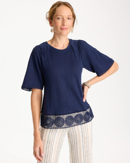 Chico's Linen Crochet Tee