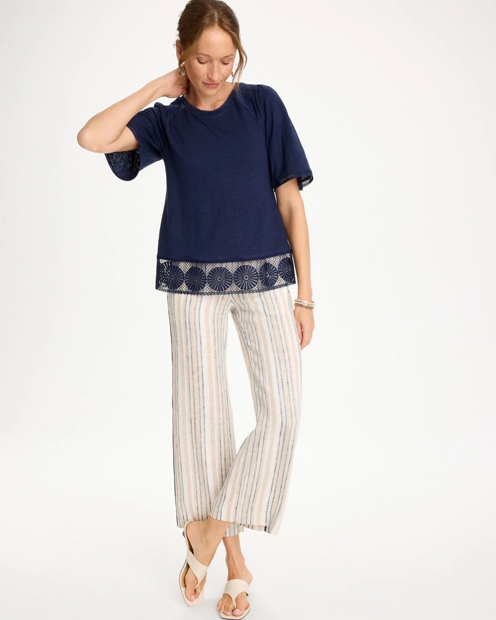 Chico's Linen Crochet Tee