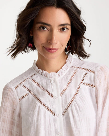 Chico's Cutwork Trim Chiffon Blouse