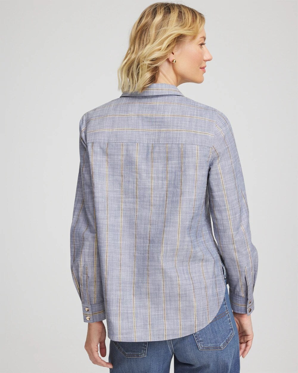 Chico's Chambray Striped Soft Popover