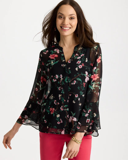 Chico's Georgette Ruffled Cuff Blouse
