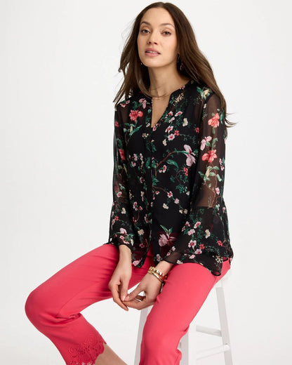 Chico's Georgette Ruffled Cuff Blouse
