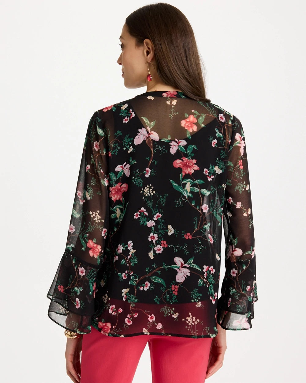 Chico's Georgette Ruffled Cuff Blouse