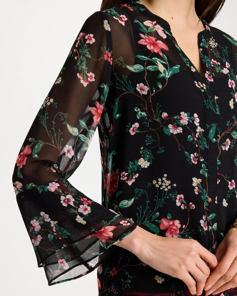 Chico's Georgette Ruffled Cuff Blouse
