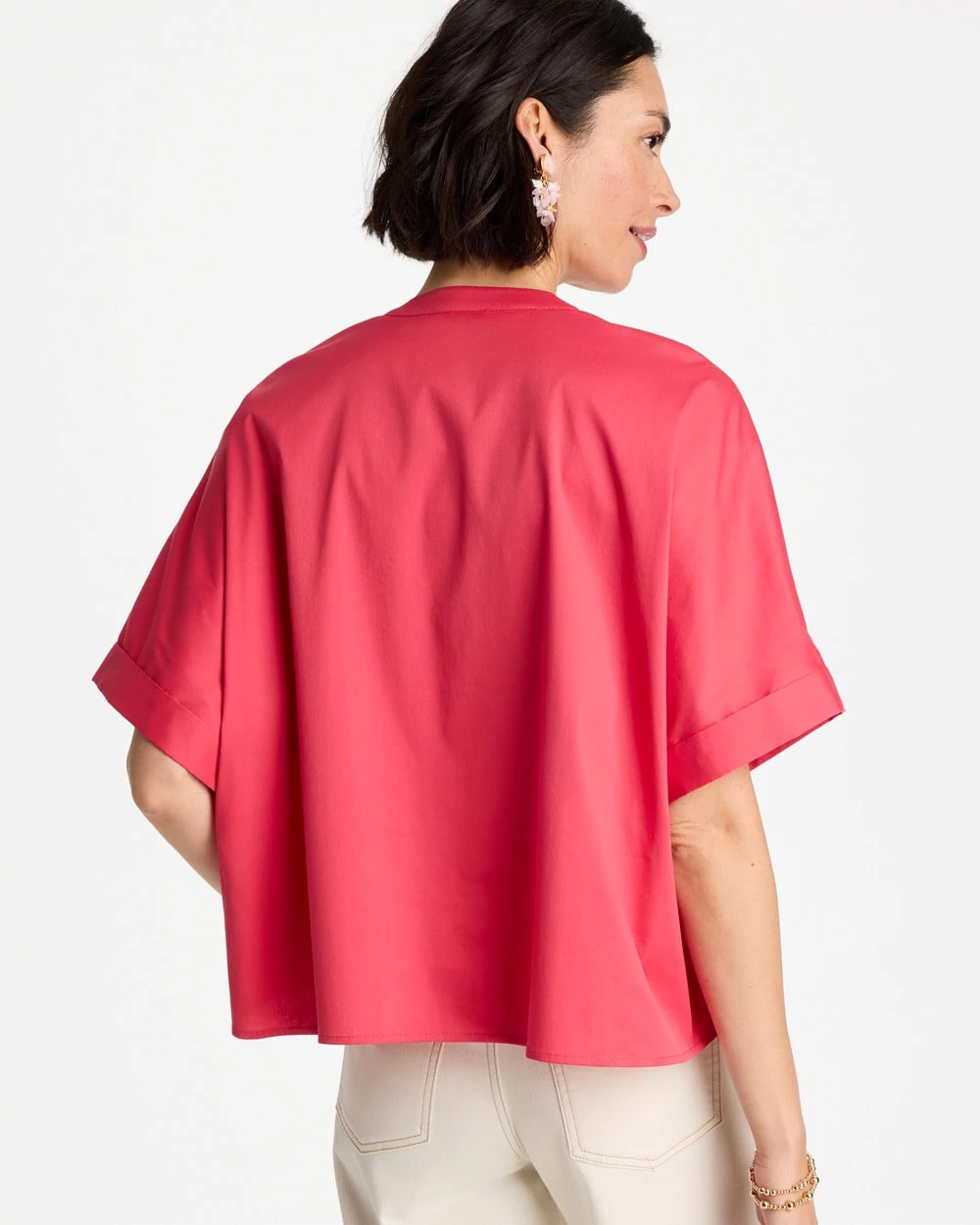 Chico's Poplin Popover Dolman Top
