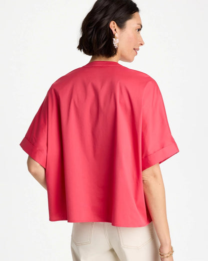 Chico's Poplin Popover Dolman Top