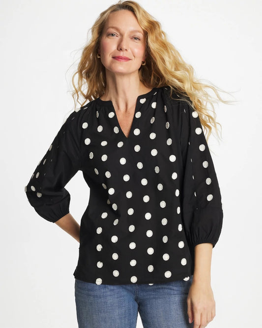 Chico's Textured Polka Dot Blouse