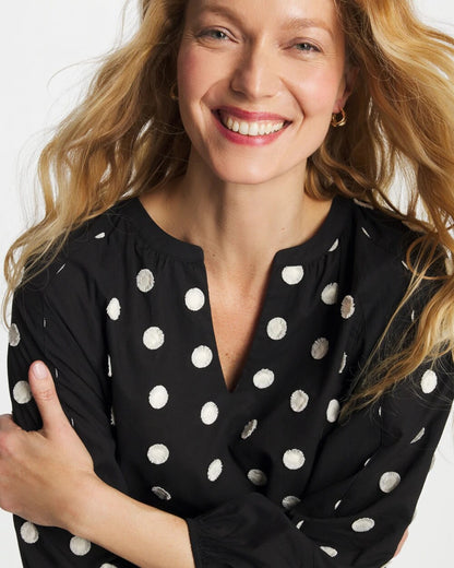 Chico's Textured Polka Dot Blouse