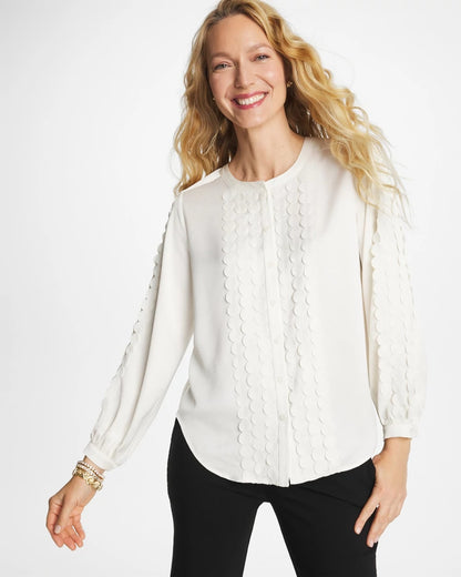 Chico's Laser Cut Crinkle Blouse