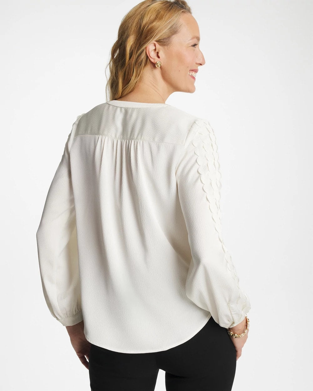 Chico's Laser Cut Crinkle Blouse