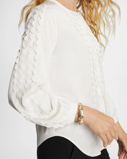 Chico's Laser Cut Crinkle Blouse