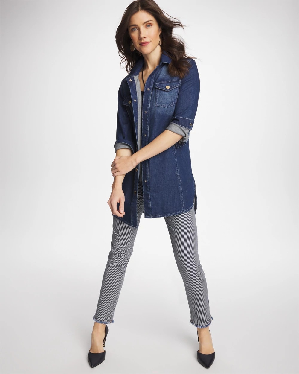 Chico's Button Down Denim Topper