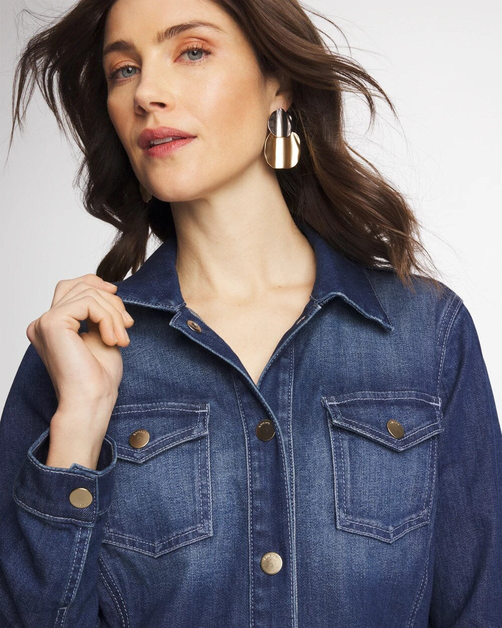 Chico's Button Down Denim Topper