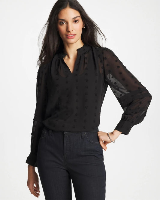 Chico's 3D Dot Jacquard Chiffon Blouse
