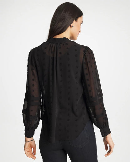 Chico's 3D Dot Jacquard Chiffon Blouse