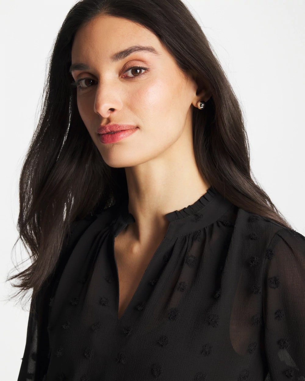 Chico's 3D Dot Jacquard Chiffon Blouse