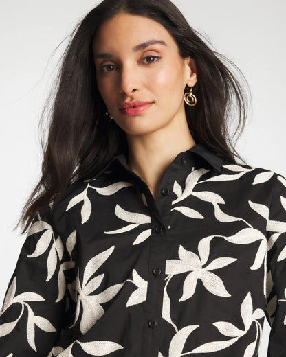 Chico's Embroidered Cropped Collared Shirt