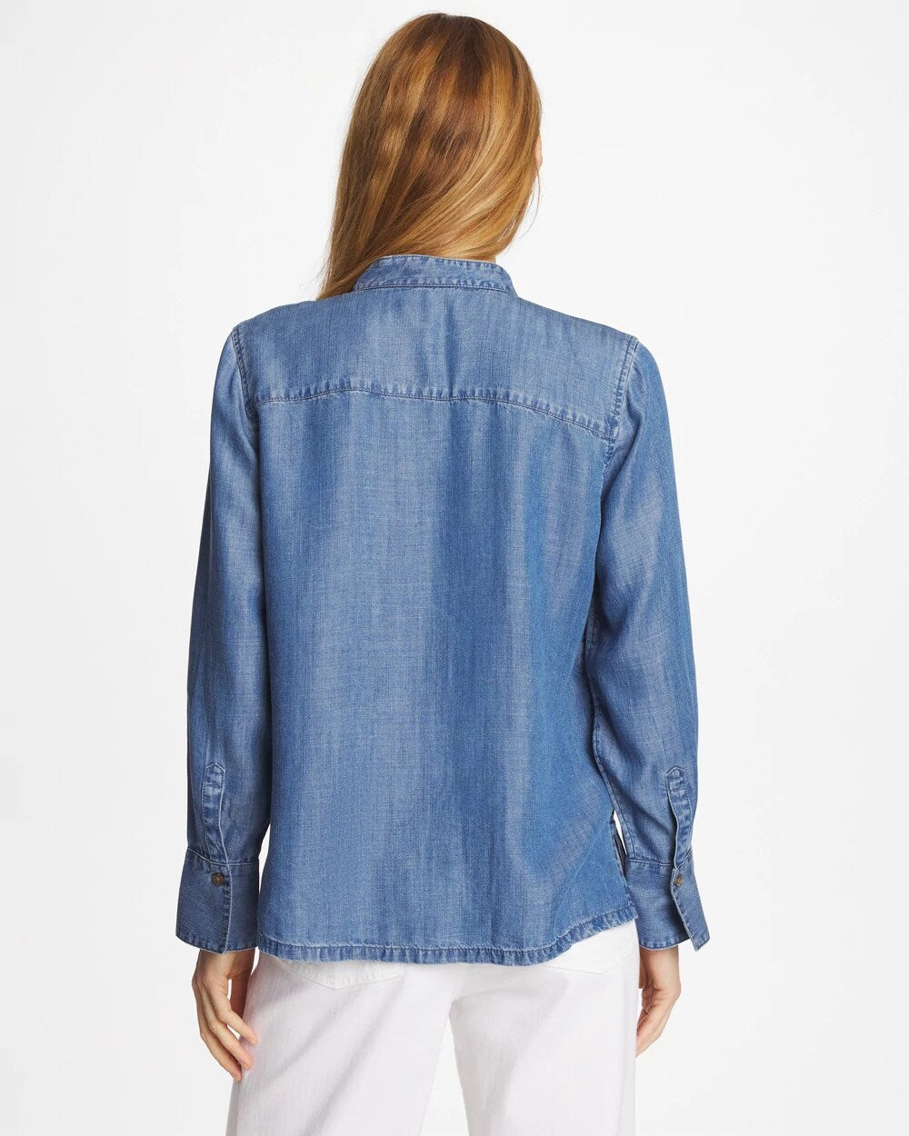 Chico's Tencel Ruffle Front Shirt