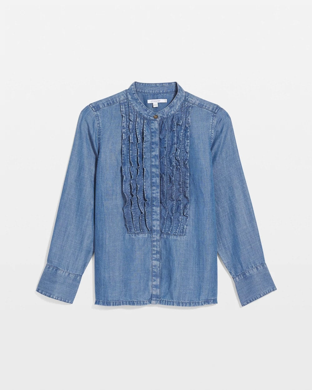 Chico's Tencel Ruffle Front Shirt