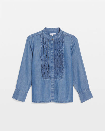 Chico's Tencel Ruffle Front Shirt
