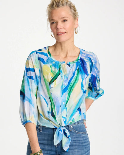 Chico's Printed Tie-Front Top