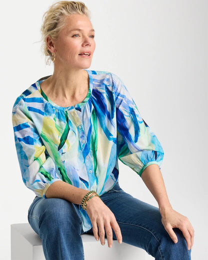 Chico's Printed Tie-Front Top
