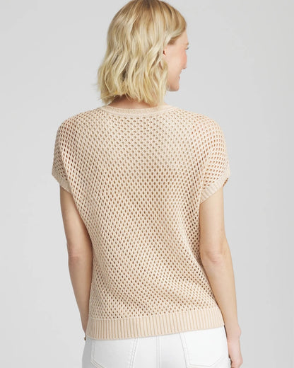 Chico's Embroidered Pointelle Pull-Over