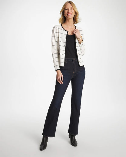 Chico's Contrast Tipped Sweater Blazer