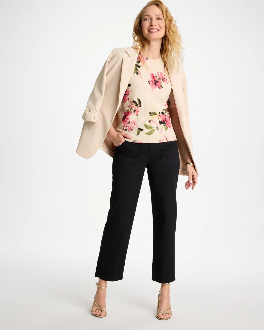 Chico's Ella Crewneck Floral Pullover Sweater