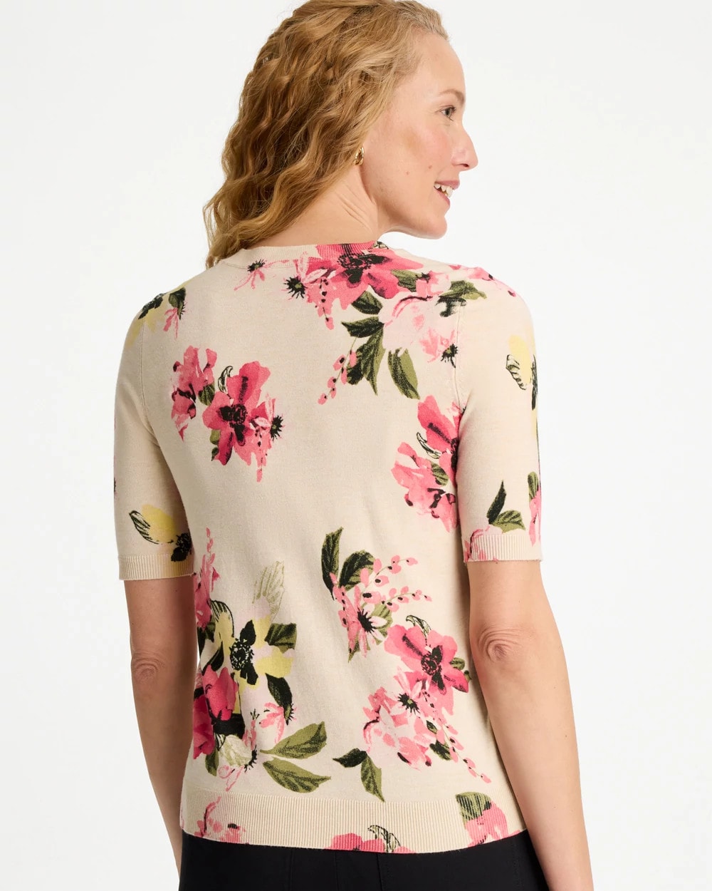 Chico's Ella Crewneck Floral Pullover Sweater