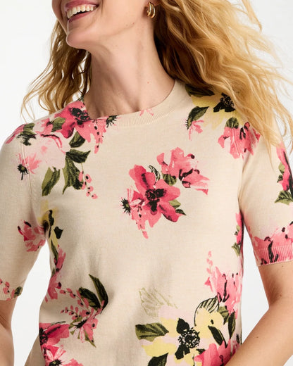 Chico's Ella Crewneck Floral Pullover Sweater