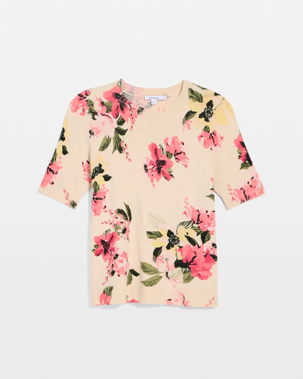 Chico's Ella Crewneck Floral Pullover Sweater