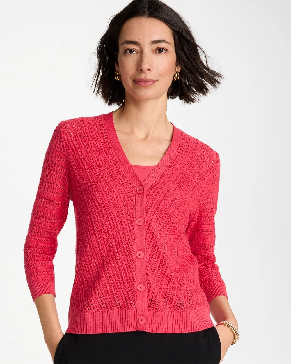 Chico's Stitchy V-Neck Cardigan