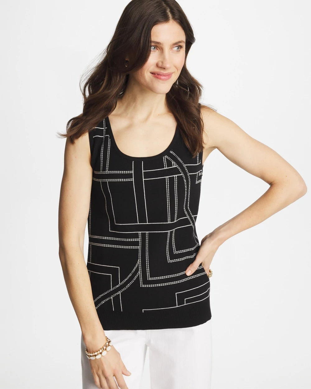 Chico's Ella Graphic Scoopneck Tank