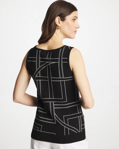 Chico's Ella Graphic Scoopneck Tank