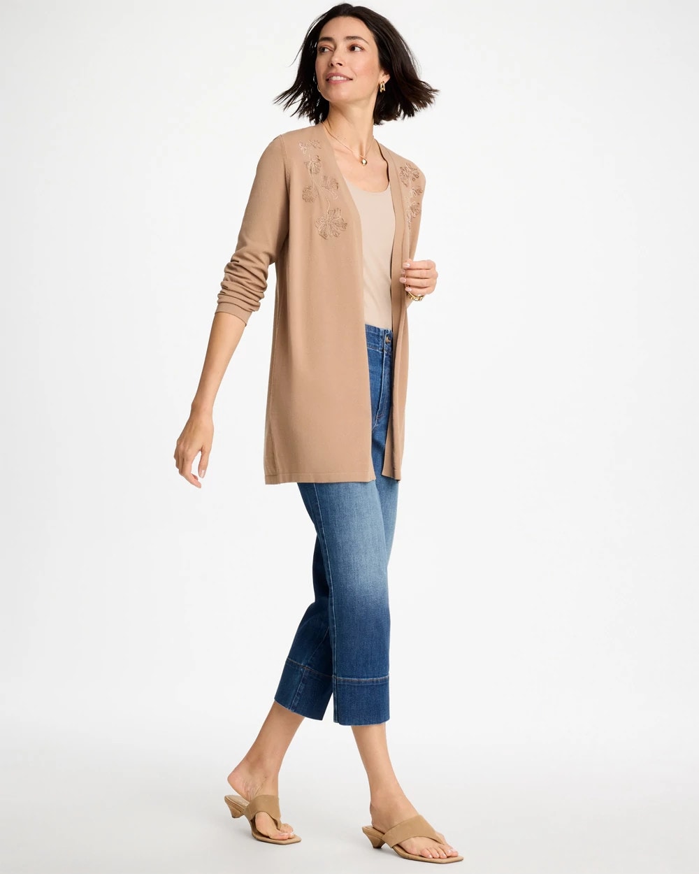 Chico's Floral Embroidered Cardigan